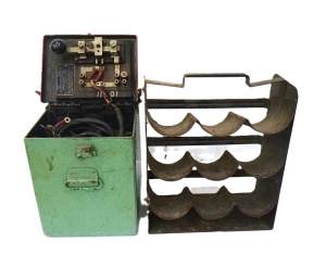 Lot 303 - 2 x pieces - old Edison gramophone Cylinder 9 slot Holder + 1941 PMG D Lot 303 - 2 x pieces - old Edison gramophone Cylinder 9 slot Holder + 1941 PMG D