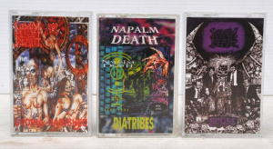 Lot 314 - 3 x vintage Ukrainian c1990s Napalm Death Bootleg Cassette Tape Albums