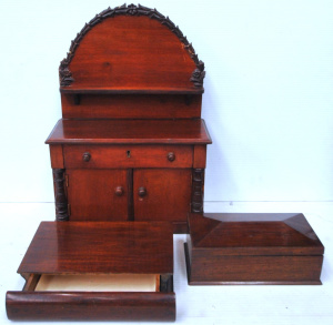 Lot 322 - 3 x Vintage Wooden Items - small sized Apprentice Chiffonier, Book sha Lot 322 - 3 x Vintage Wooden Items - small sized Apprentice Chiffonier, Book sha