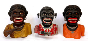 Lot 332 - 3 x Black Americana mechanical money Boxes, reproduction - 2 x cast i