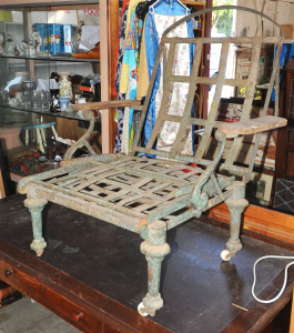 Lot 345 - Vintage 19th C Folding metamorphic Campaign Chair Day Bed - cast Iron Lot 345 - Vintage 19th C Folding metamorphic Campaign Chair Day Bed - cast Iron