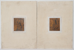 Lot 350 - S Rothenberg (Active c196070s) Pair framed Copper Relief Pictures - Se