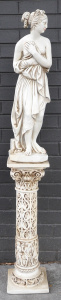 Lot 4 - Heavy Composite Statue & Pedestal - Venus - Orante pedestal 150cm H