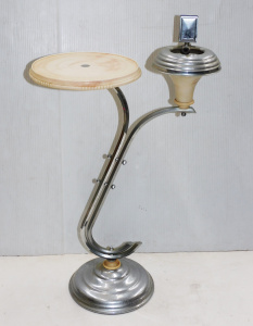 Lot 6 - Art Deco Smokers Stand - Chrome & cream mottled bakelite