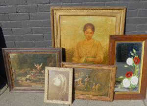Lot 9 - Group lot - Framed Classical Prints & Pictures - Pears print, hand p