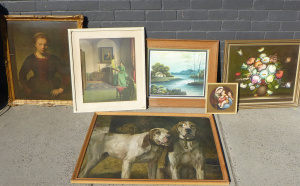 Lot 34 - Group lot - Framed Classical Paintings & Prints - Still life Oil, l