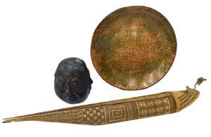Lot 44 - 3 x items inc, Chinese bronze patinated 4 faced Buddha with chop mark t