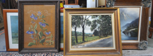 Lot 50 - 4 x Framed Pictures - c1930s Tapestry 'Bluebells' (47x34cm), Will Longs