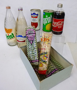 Lot 63 - Box lot of Vintage Soft Drink related items inc, packaged & loose p