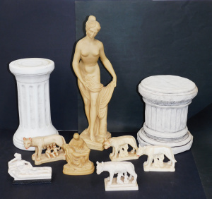 Lot 77 - Group lot Composite Figures & Pedestals inc La Pieta, Venus 46cm H,