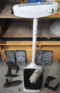 Lot 82 - Mixed Lot of Goods incl Cast Metal Foot Lasts, Ceramic Hot Water Bottle