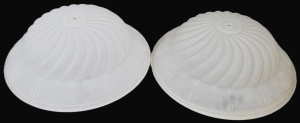 Lot 83 - Pair of Frosted Glass Light Shades w Twisted Design & Shell Like Em