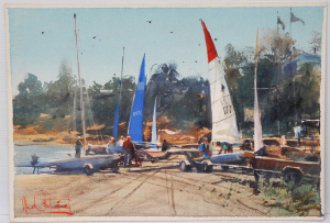 Lot 131 - Alvaro Castagnet (1954 - ) Unframed Watercolour on Card - Preparing th