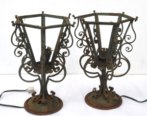 Lot 136 - Pair of Vintage Ornate Cast & Wrought Metal Lights