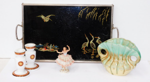 Lot 177 - Mixed Group lot inc Dresden Ballerina, Oriental drinks tray, Aust Pott