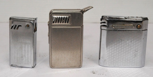 Lot 178 - 3 x vintage chrome plated Modernist fuel Cigarette Lighters - Imco Pri