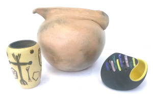 Lot 182 - 3 x pieces - Vintage Australian Pottery - small MCM Ellis Biomorphic s