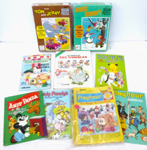 Lot 186 - Box Lot of Kids Comics, Annuals inc The Wombles & Complete Jigsaw