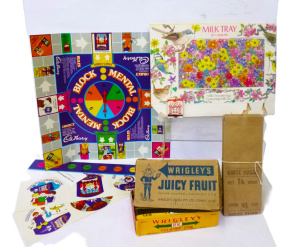 Lot 212 - Group lot of Assorted Vintage items inc, unmade Cadbury Milk Tray box