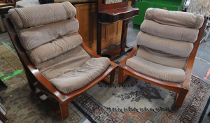 Lot 226 - Pair of Vintage Tessa T4 Armchairs Designed by Fred Lowen w Corduroy U