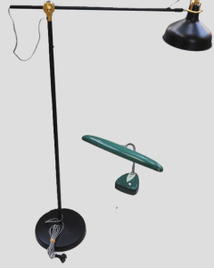 Lot 228 - 2 x Lamps incl Vintage NATIONAL Green Florescent Desk Lamp made in Jap