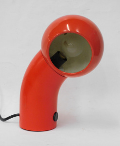 Lot 233 - 1970s Italian Martinelli Luce Red Table Lamp - plastic base metal roun