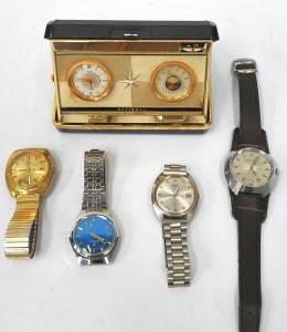 Lot 243 - Small Lot of Vintage Mens Watches incl National port alarm, Seiko Aut