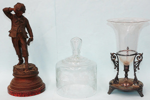 Lot 263 - 3 pces Vintage inc EPNS stand & fitted flared glass vase with flo