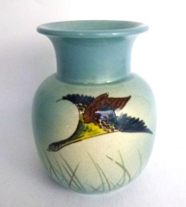 Lot 276 - Early 1900s English Ault Pottery Vase with hand painted image of a bi