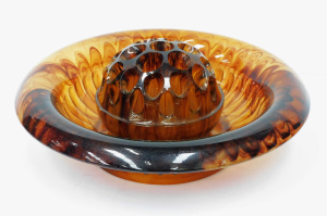 Lot 278 - Vintage 1930s Art Deco Davidsons Amber Cloud Glass Float Bowl & ma