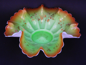 Lot 289 - Victorian Uranium Opaque glass bowl - Gilt decoration and Fluted amb