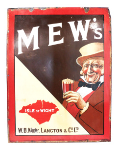 Lot 297 - Large Vintage Mews Langton Isle of Wight English Pub Enamel Sign - Jol