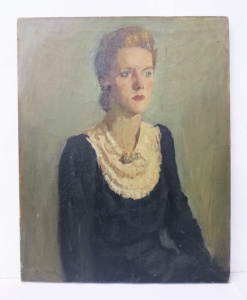 A Sylvester (Active c1910s - 30s) Large Stretched Oil Painting on Canvas - Portr