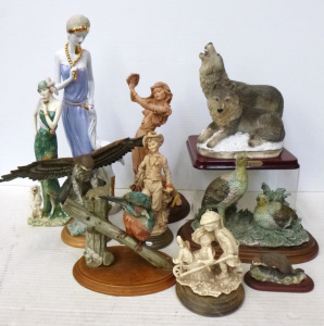 Group lot of figurines, ceramic, resin, etc inc, Giuseppe Armani, Leonardo &