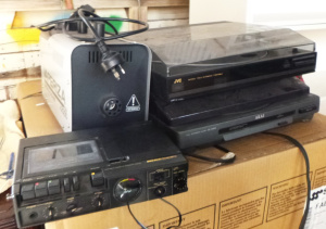 Group lot of items inc JVC & Akai turntables, Marantz Cassette player, Vaper