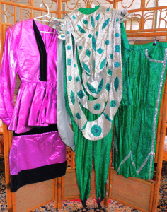 Group lot Vintage hand made Retro Costumes & Outfits in Shiny Metallic Mater