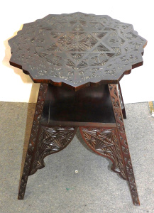 Lot 1 - Australian Arts & Crafts Chip carved Dark Stained side table - singl Lot 1 - Australian Arts & Crafts Chip carved Dark Stained side table - singl