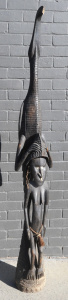 Lot 7 - Large Carved Wooden Sepik Figure of Crocodile Bird Spirit & a Female