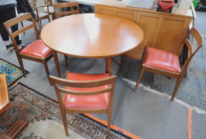 Lot 22 - Mid Century 5 Piece Teak Dining Suite Branded Standis - Approx 120cm Di