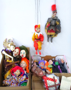 Lot 37 - Group Lot Vintage Marionette String Puppet - some w tags incl Gaudeo Pr