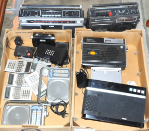 Lot 44 - 2 x Boxes of Assorted Cassette Recorders, Radios & Calculators incl