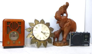 Lot 52 - Group Lot Mixed Vintage Items - incl Retro Metamec Wall Clock, Wall Clo