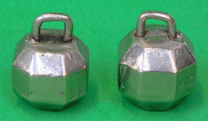 Lot 66 - Pair vintage Chinese Nickel Opium weights - octagonal shape Lot 66 - Pair vintage Chinese Nickel Opium weights - octagonal shape