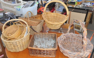 Lot 78 - Group Lot of Assorted Items incl Cane Baskets, Cutlery & Assorted L