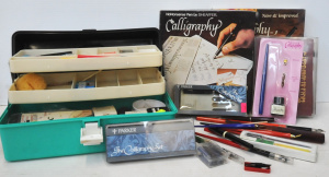 Lot 82 - Group Lot Calligraphy Pens, Ink & Other Items - incl 2 x Boxed Par