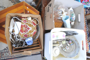 Lot 98 - 3 x Boxes Mixed China, Ceramics & Other Items - Incl Edwardian Foot