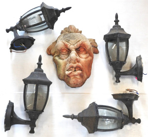 Lot 99 - 4 x Vintage Style Electric Wall Mount Outdoor Lights & Concrete Dev Lot 99 - 4 x Vintage Style Electric Wall Mount Outdoor Lights & Concrete Dev