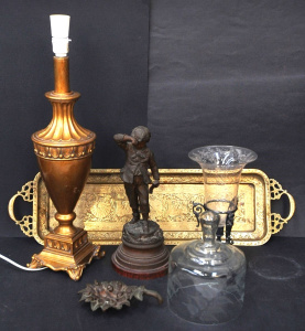 Lot 107 - Mixed Group vintage inc Signed french Aug Moreau mounted Spelter figur