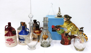 Lot 125 - Large Group lot of Bar items inc Decanters - Victorian with etched fe Lot 125 - Large Group lot of Bar items inc Decanters - Victorian with etched fe