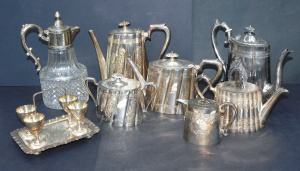 Lot 126 - Group lot of EPNS inc Tea & Coffee Set, Egg Cruet, Italian Crystal Lot 126 - Group lot of EPNS inc Tea & Coffee Set, Egg Cruet, Italian Crystal